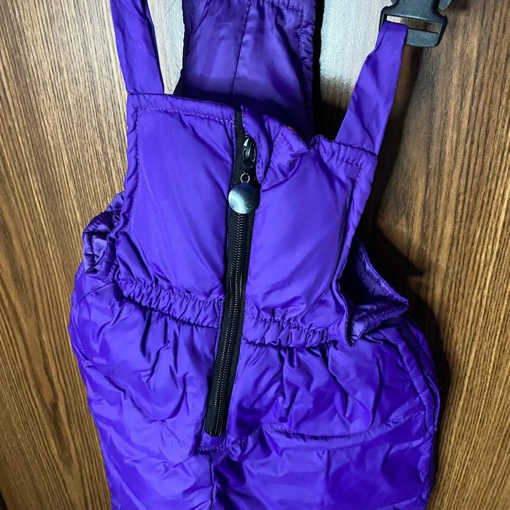 JiAmy 2 piece Snowsuit Kids Size 3T Purple Down Puffer Jacket and Bib Overalls